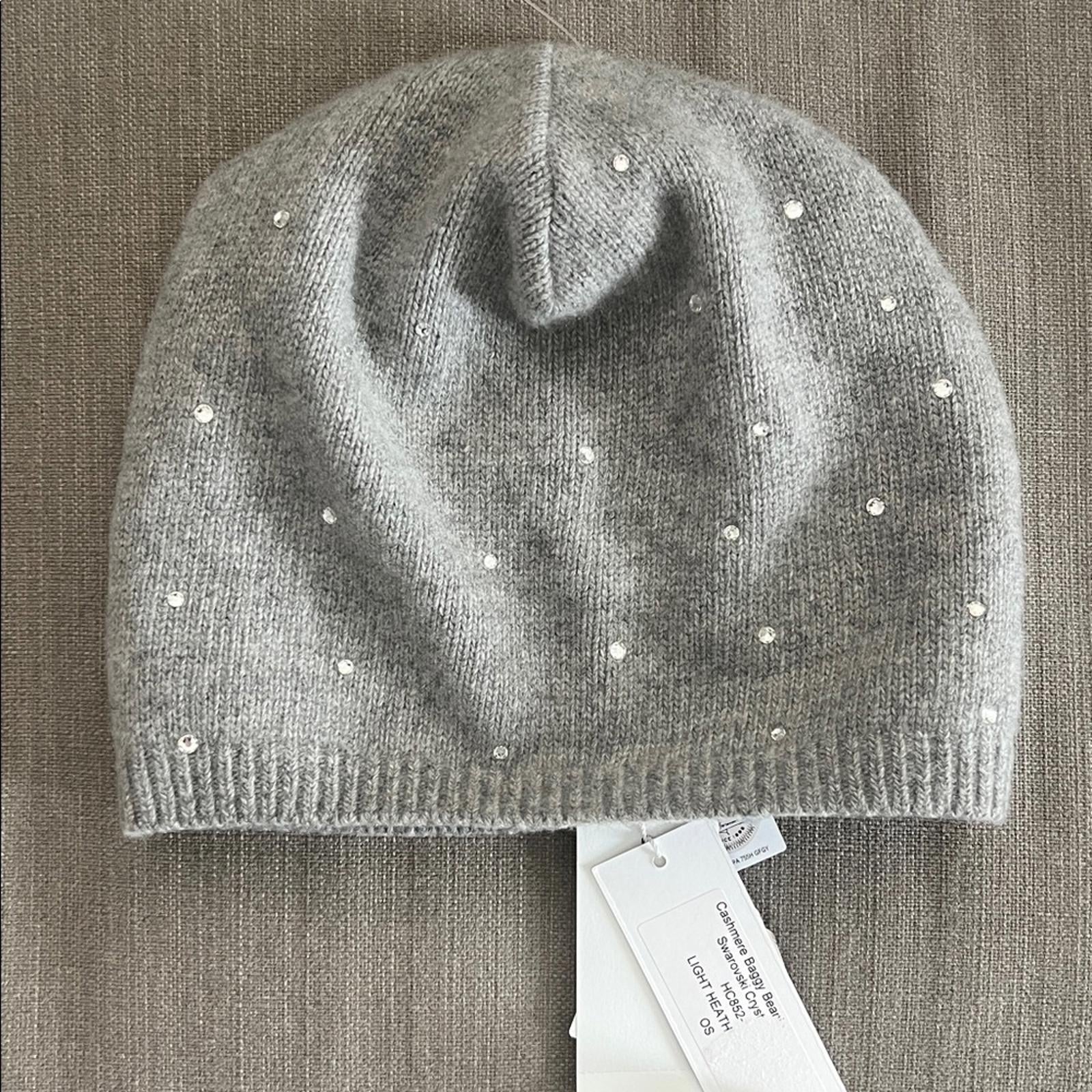 Carolyn Rowan Cashmere Baggy Beanie w/Scattered Swarovski Crystals, OS, NEW