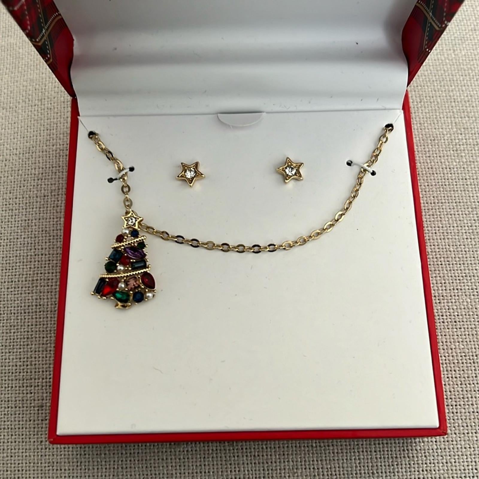 Charter Club Crystal & Faux Pearl Tree Pendant Necklace & Star Stud Earrings Set