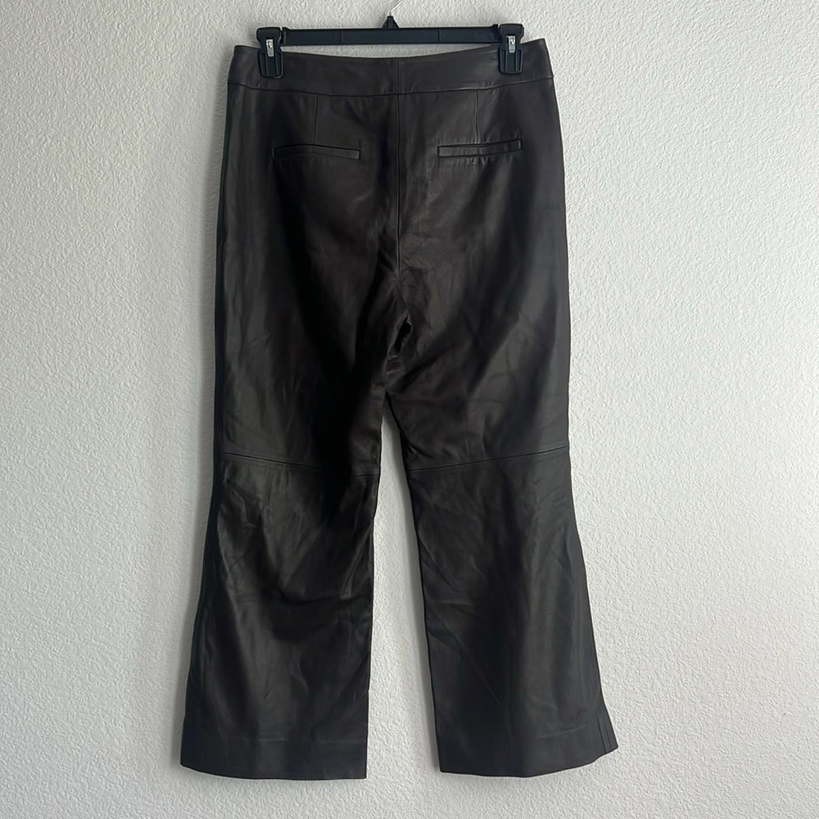 Vince Leather Flare Pants in Brown, NWT, Size 10