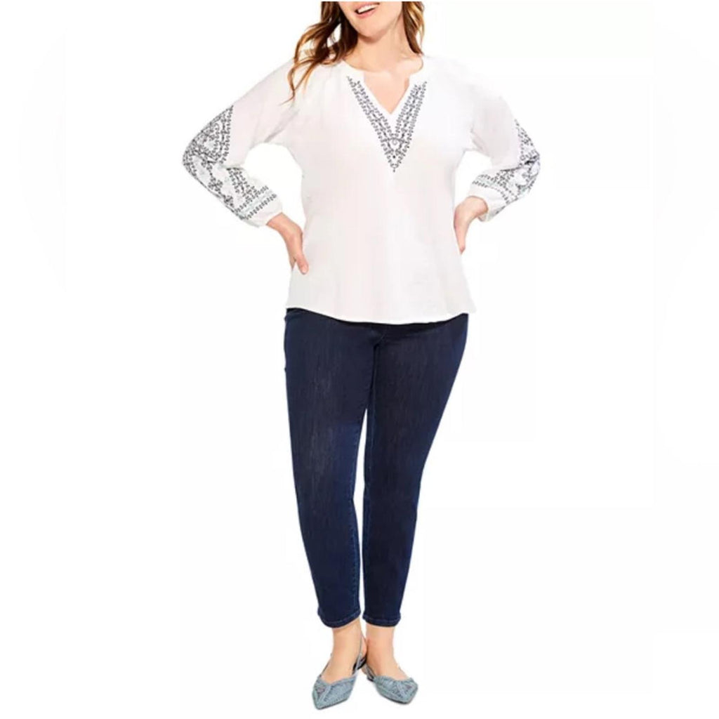 NIC+ZOE Plus Cotton Embroidered Solstice Tunic Top, Size 3X New w/Tag