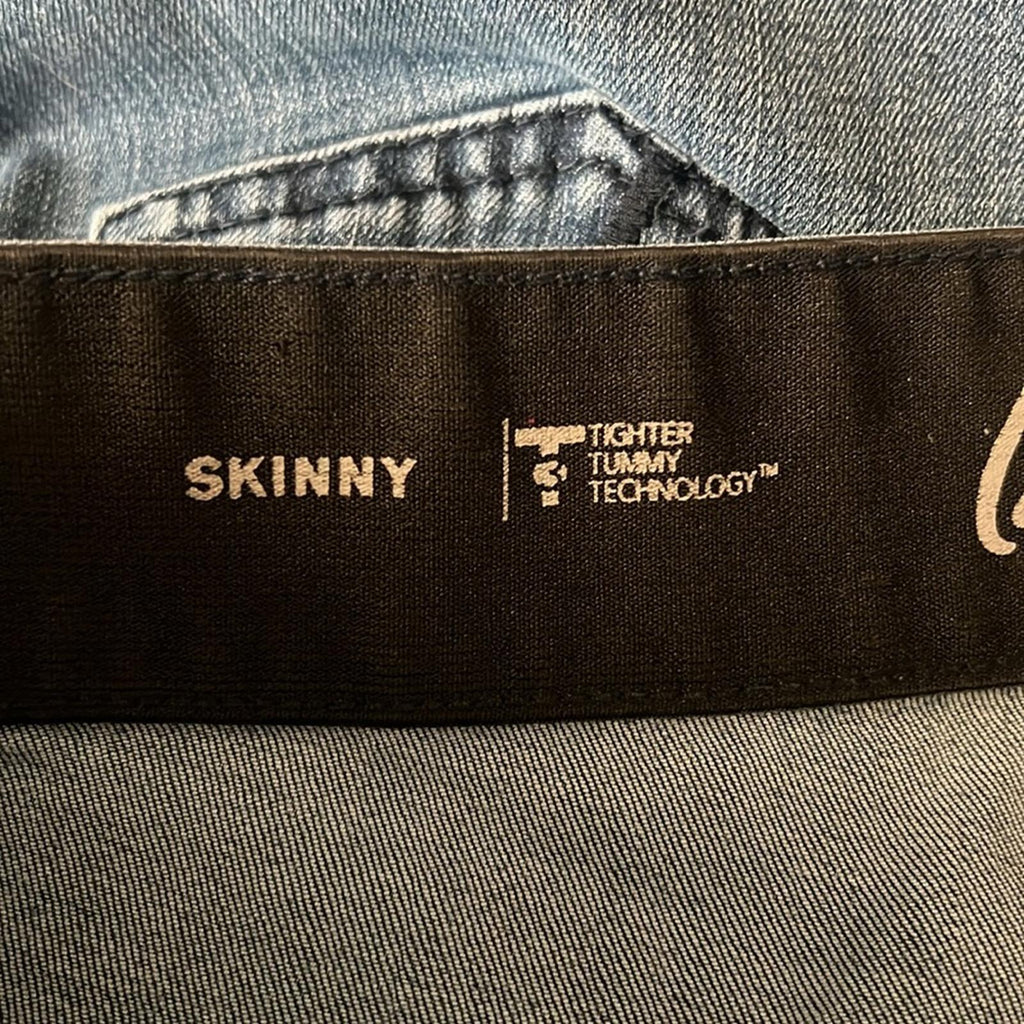 Lane Bryant High-Rise Tighter Tummy Two-Tone Skinny Jeans in Dark Wash, Size 18