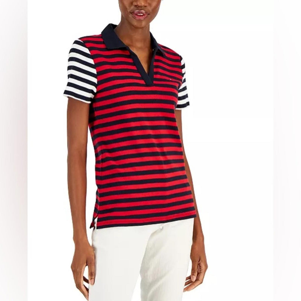 Tommy Hilfiger Colorblocked Striped Johnny Collar Polo Shirt Size XXL NWT