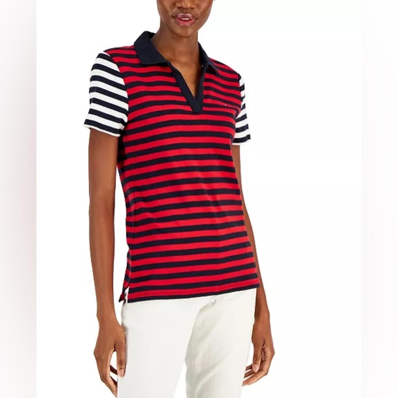Tommy Hilfiger Colorblocked Striped Johnny Collar Polo Shirt Size XXL NWT