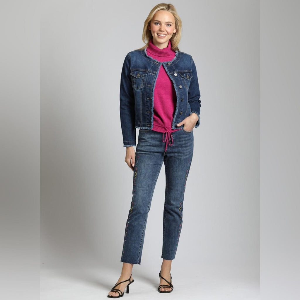 JEN7 by 7 For All Mankind Collarless Denim Jacket with Frayed Detail Size 3X NWT