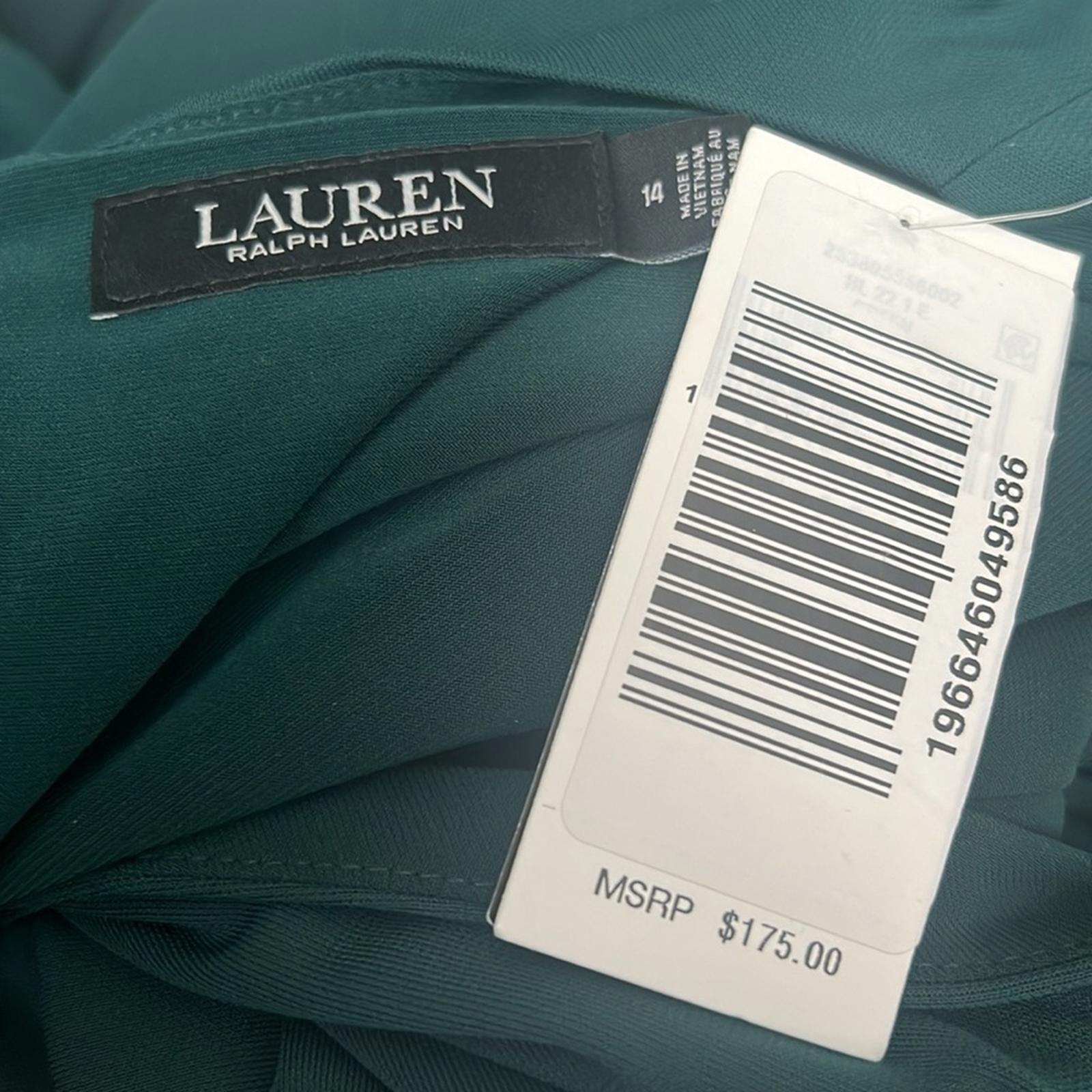 Lauren Ralph Lauren Jersey Surplice Cocktail Dress in  Green, Size 14, New w/Tag