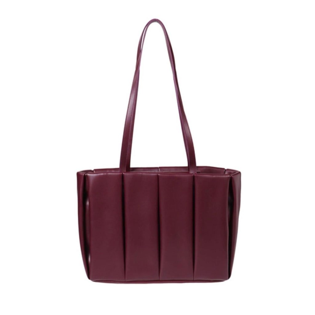 Themoirè Kore Vegan Nappa Quilted Tote (Made in Italy) Burgundy, New w/Tag