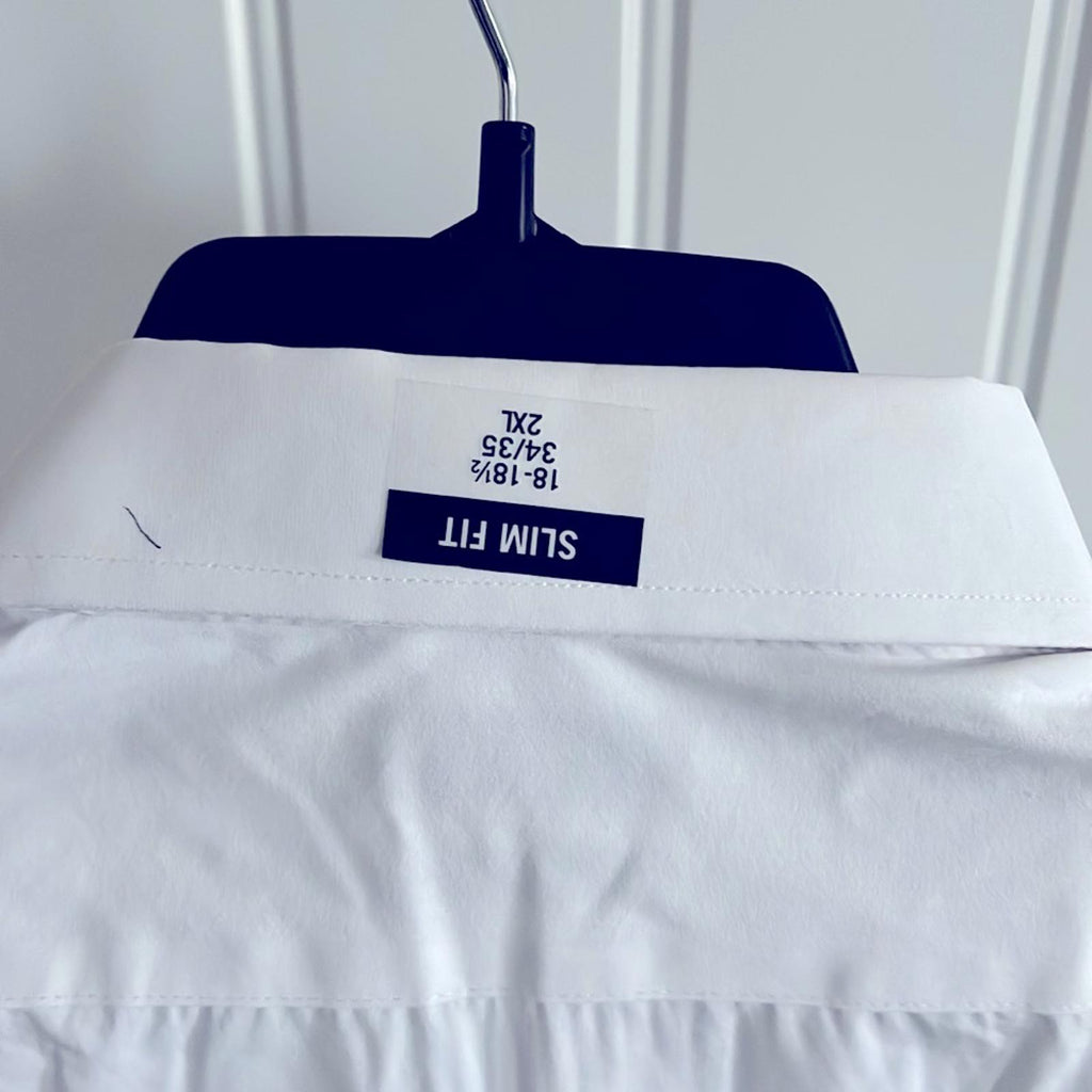 Lauren Ralph Lauren Stretch Slim Fit Dress Shirts in White, 18-18.5 (34/35) 2XL
