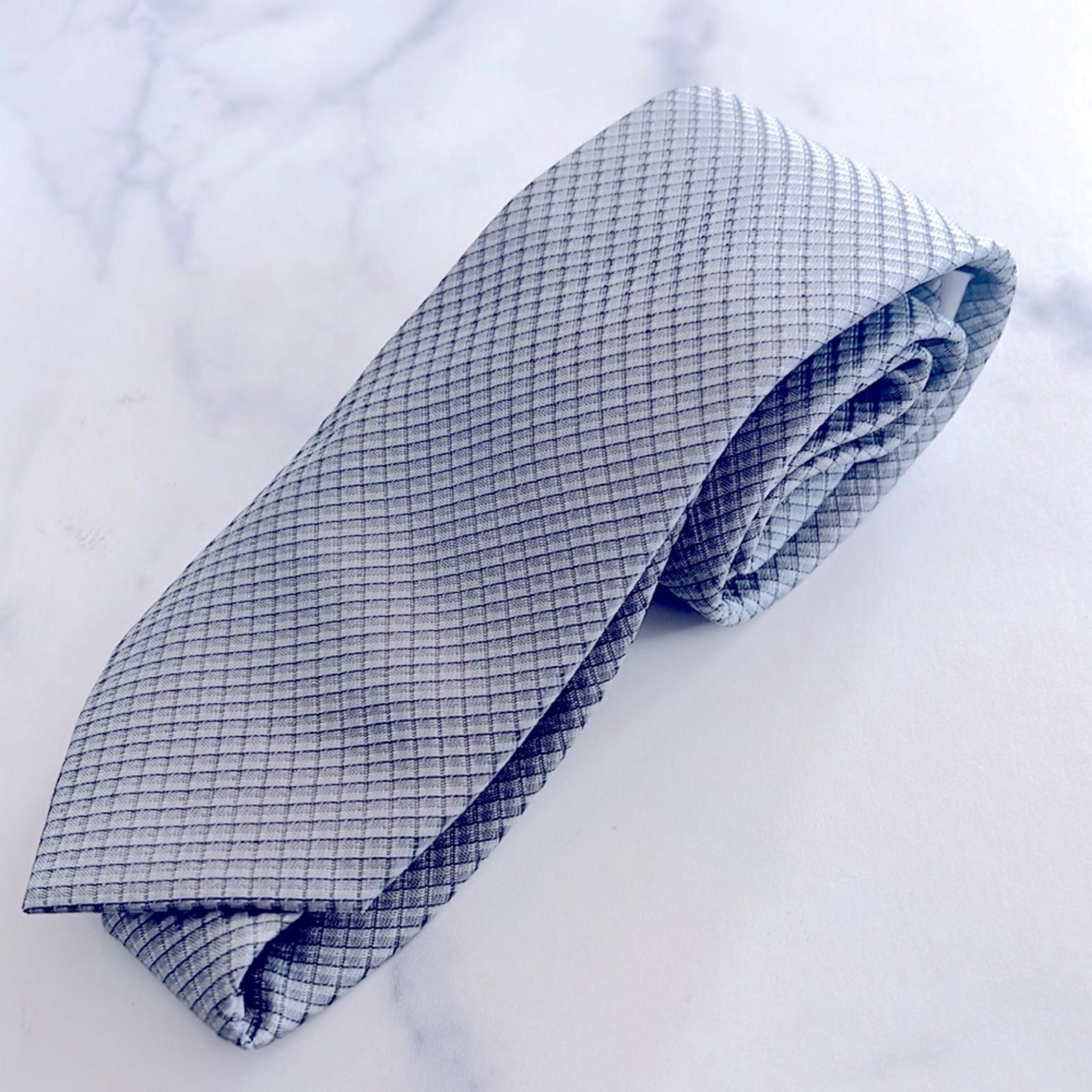 Calvin Klein Men's Sliver Grid Tie Grey Necktie, New w/Tag