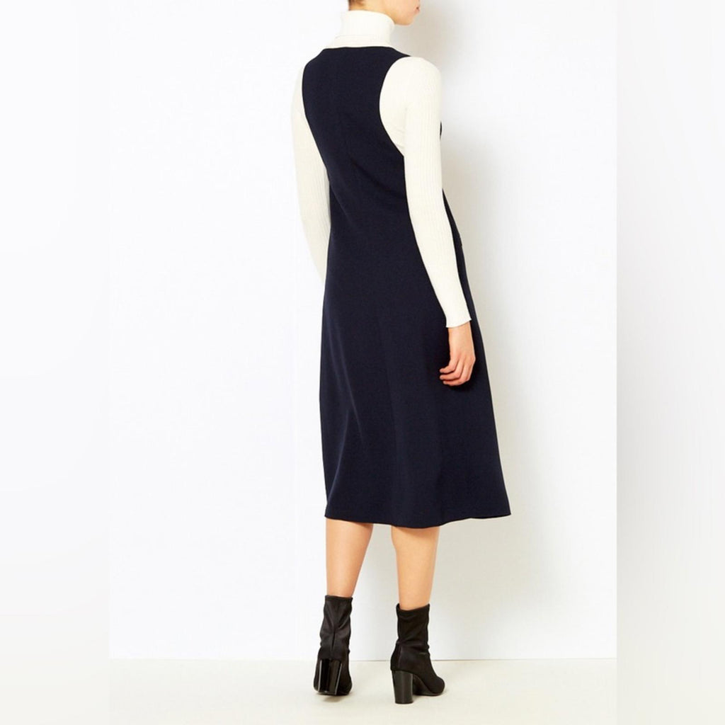 NWT TIBI Mica Crepe Jumper in Navy, Size 4 New w/Tag Retail $595