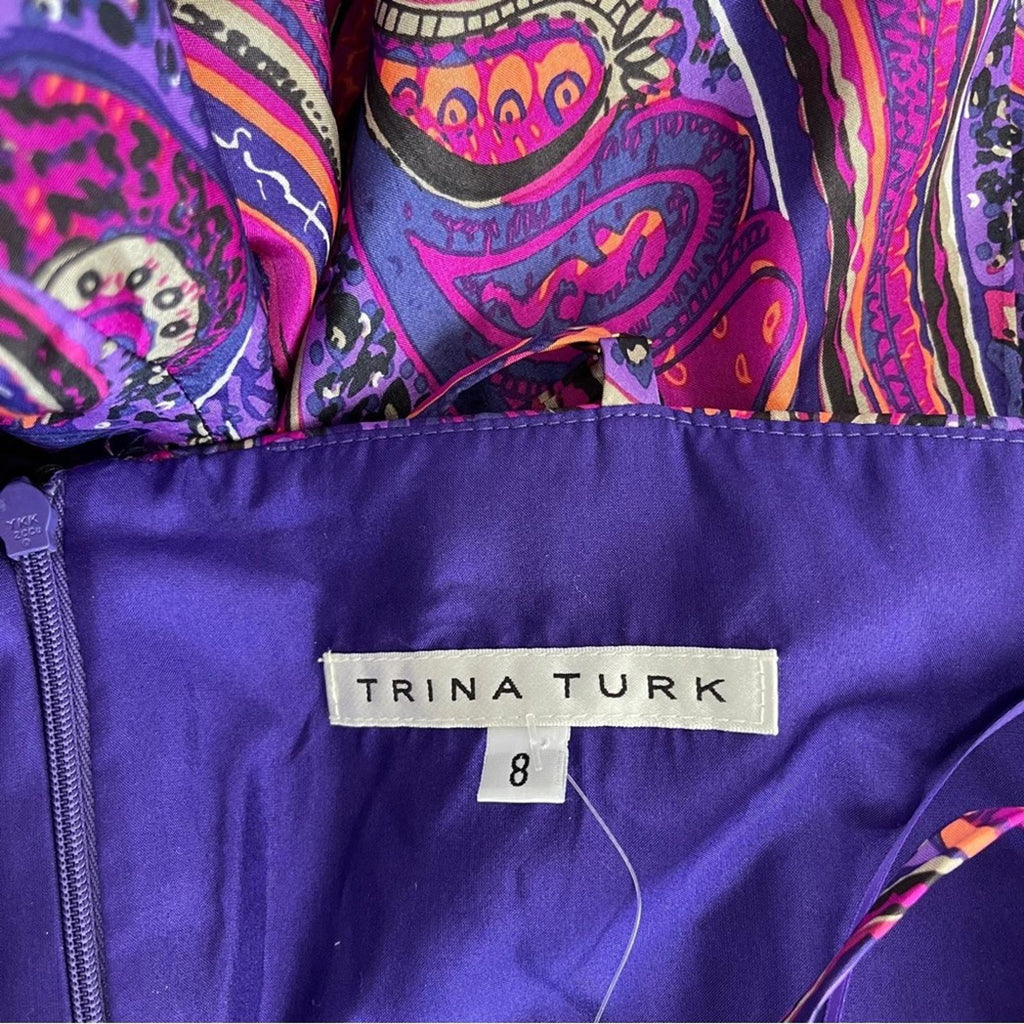 Trina Turk Devendra Silk Agra Paisley Dress, Size 8 EXCELLENT! Retail $338