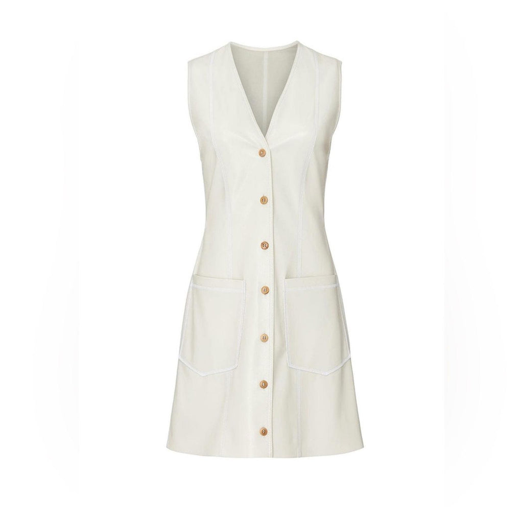 Nanushka Menphi Vegan Leather Buttoned Mini Dress, Size S, EXCELLENT Retail $495