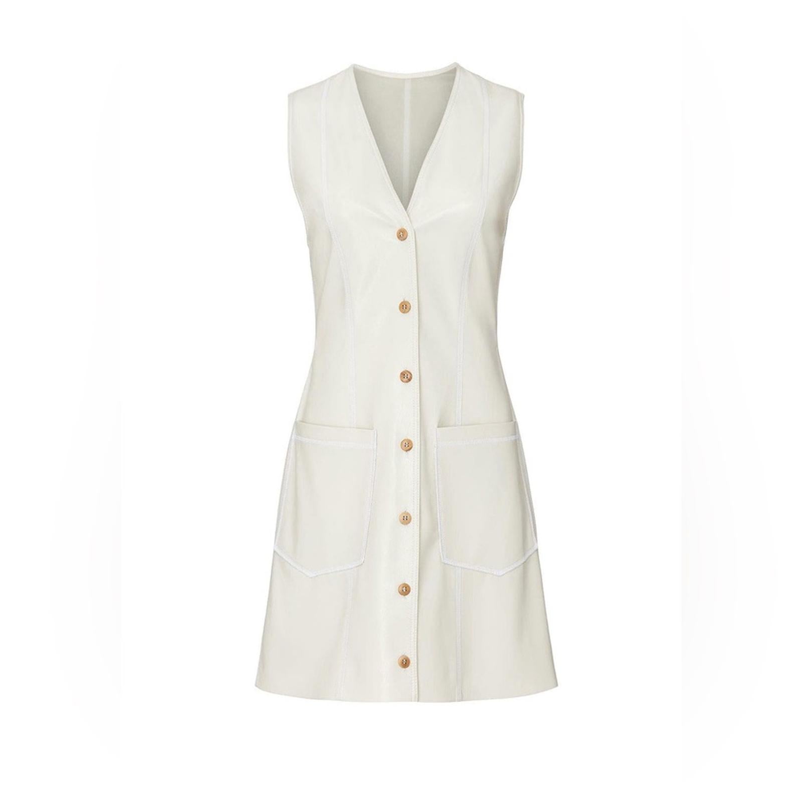 Nanushka Menphi Vegan Leather Buttoned Mini Dress, Size S, EXCELLENT Retail $495