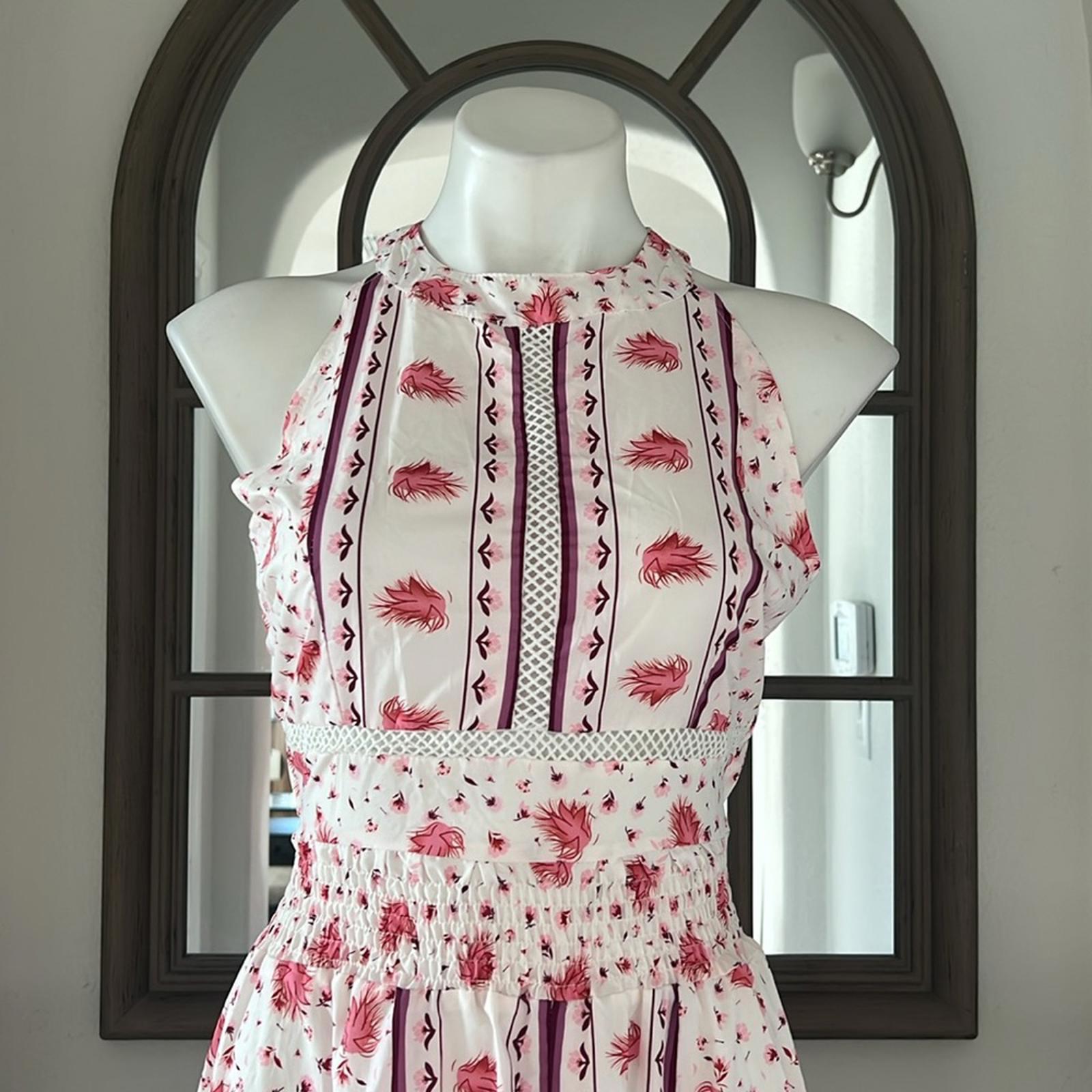 To My Lovers Sleeveless Backless Maxi Halter Dress in Pink, Size S NWT $210