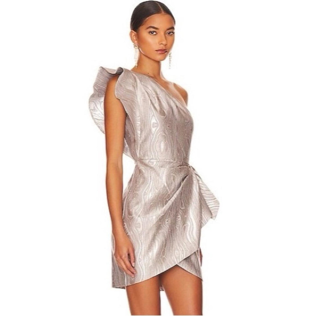 SAYLOR Ann Woodgrain Jacquard Mini Dress, Silver Size M EXCELLENT!