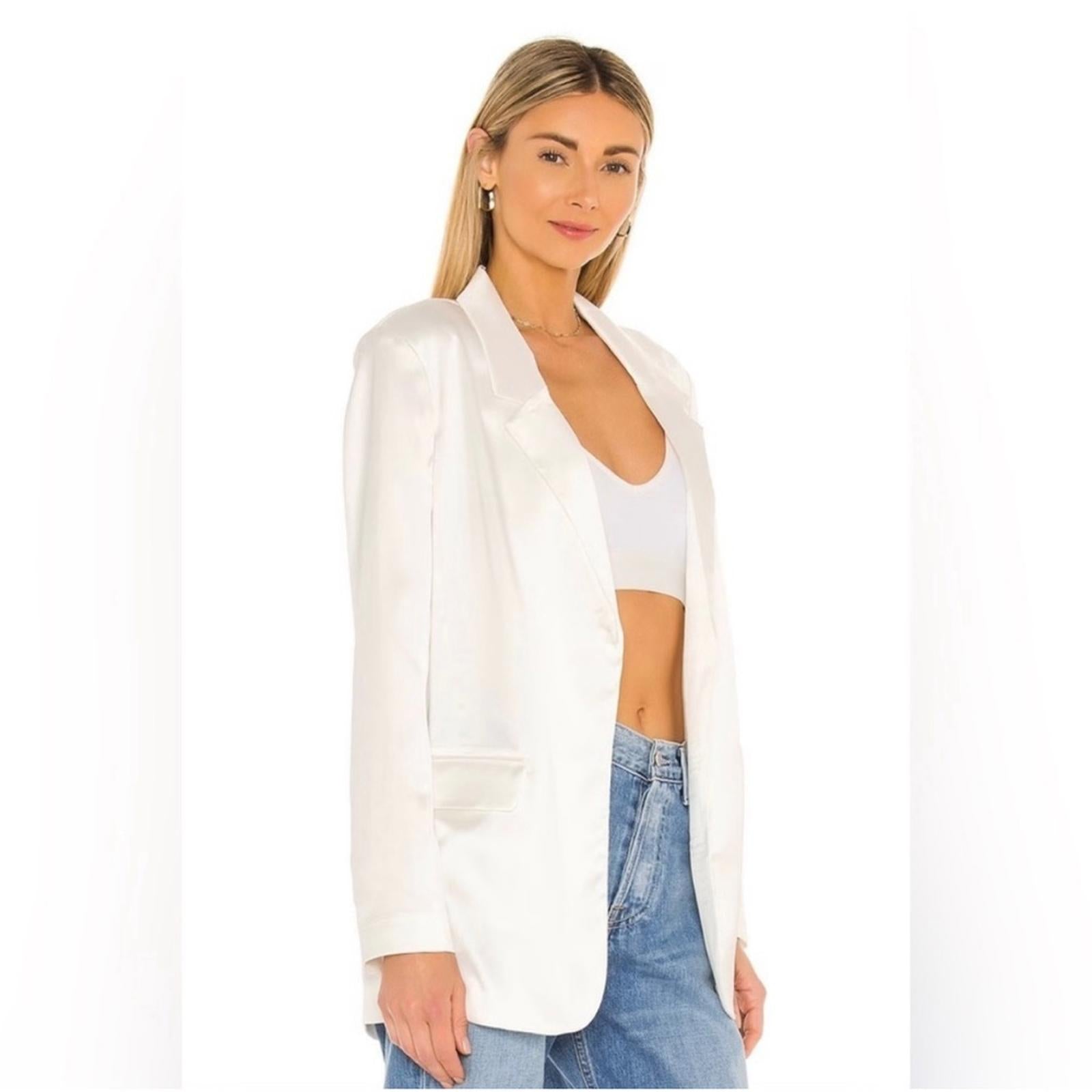 Steve Madden Revolve Smooth Talk Blazer, Satin One-Button in White Ivory NEW $99