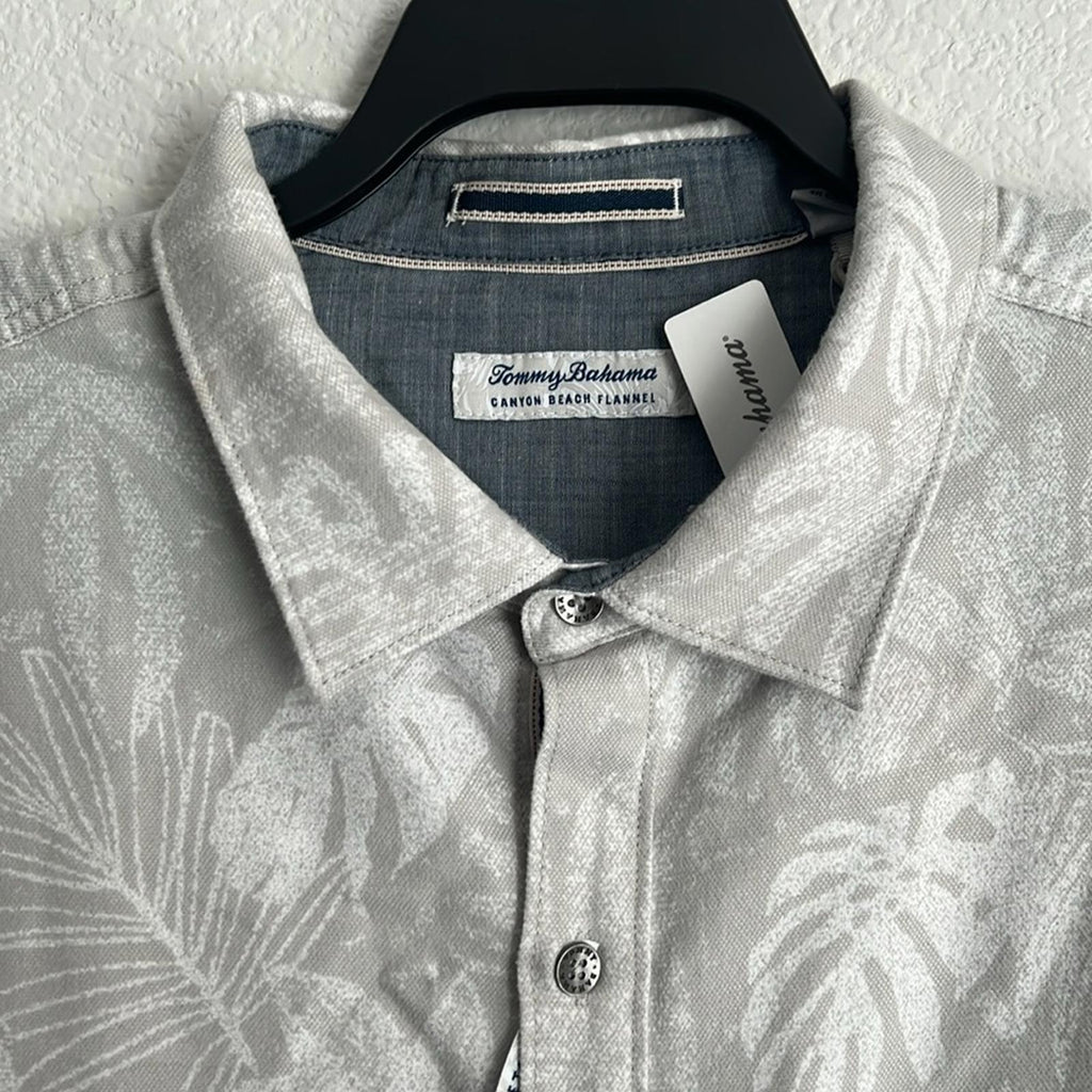 Tommy Bahama Canyon Beach Cloudy Fronds Flannel Button-Up Shirt in Asheen, XXXL