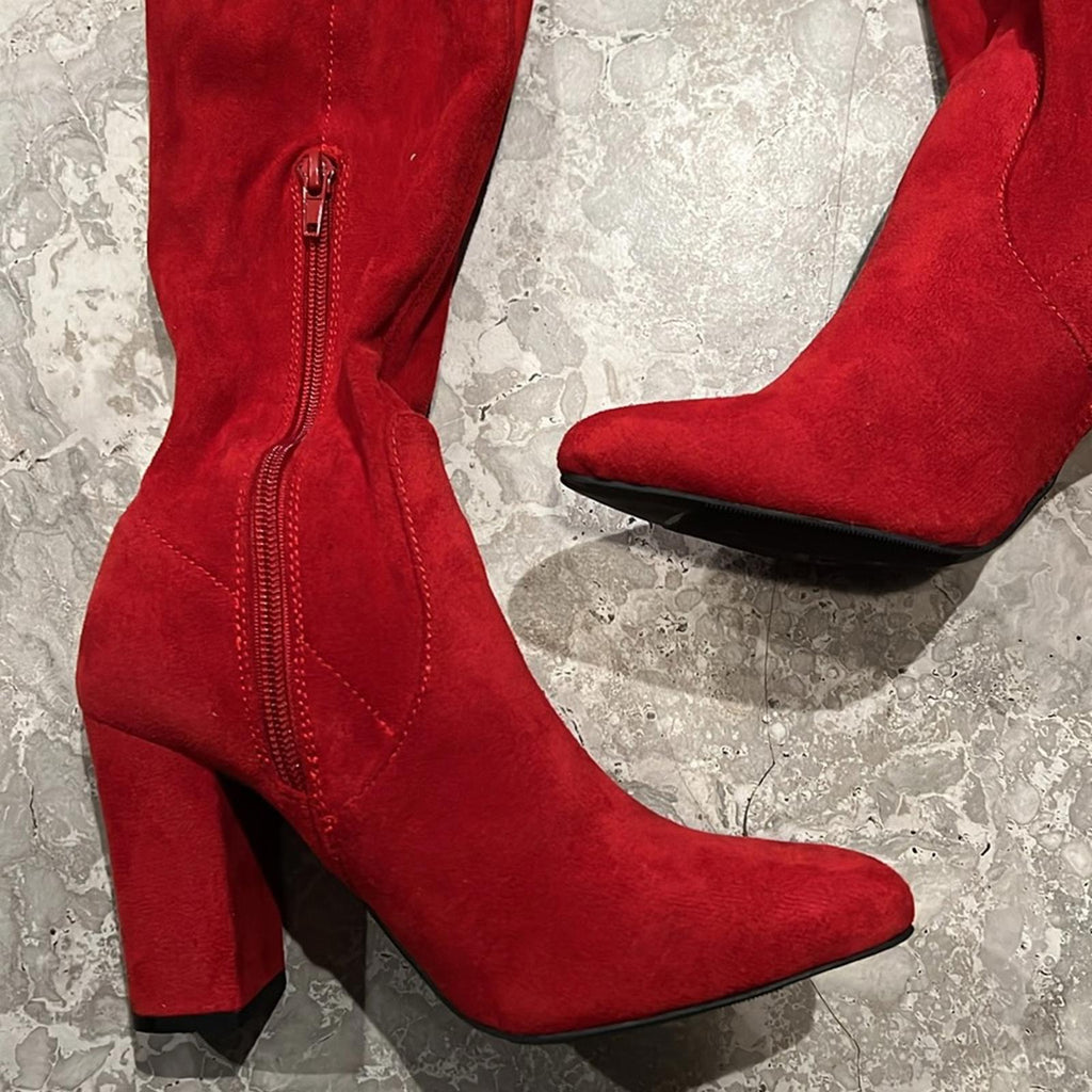 Wild Pair Brvye Knee-High Boots in Red, NWT, Size 6