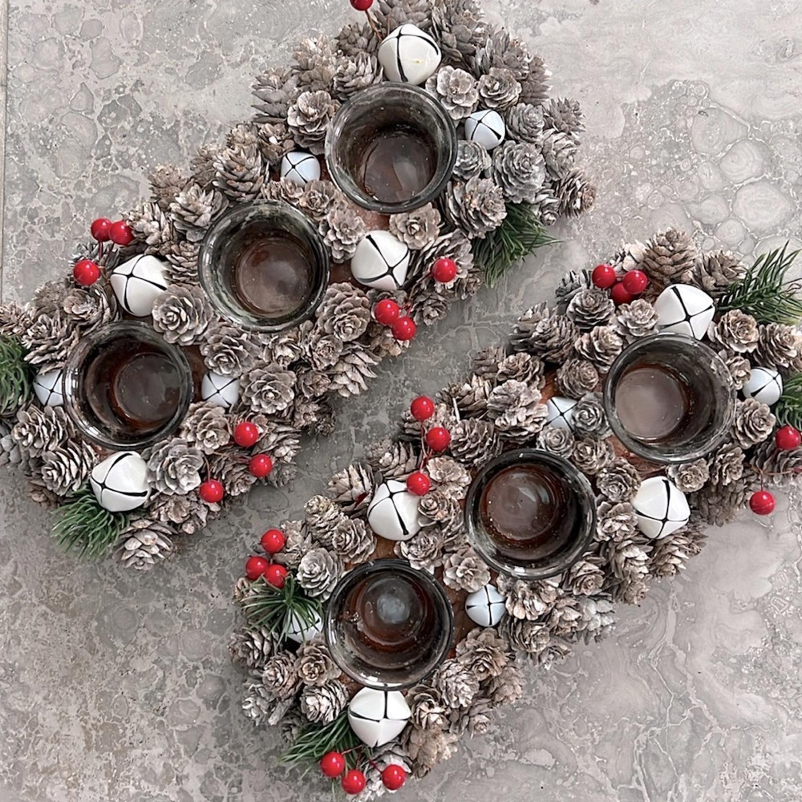 X2 Nordstrom Centerpiece with 3 Glass Candle Holders NEW