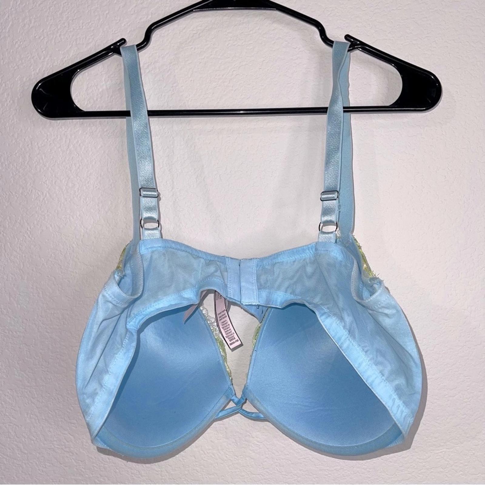 Victoria's Secret Dream Angels Lemon Embroidery Demi Bra in Blue Size 38DDD