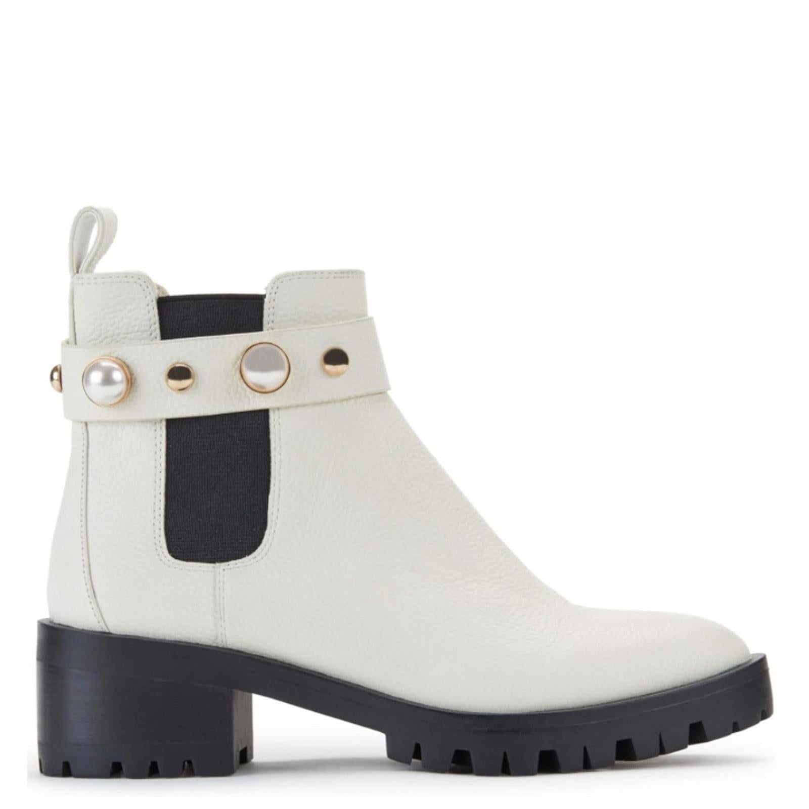 Karl Lagerfeld Paris Porshay Lug Sole Boots in Bone/White, Size 37 New w/o Box
