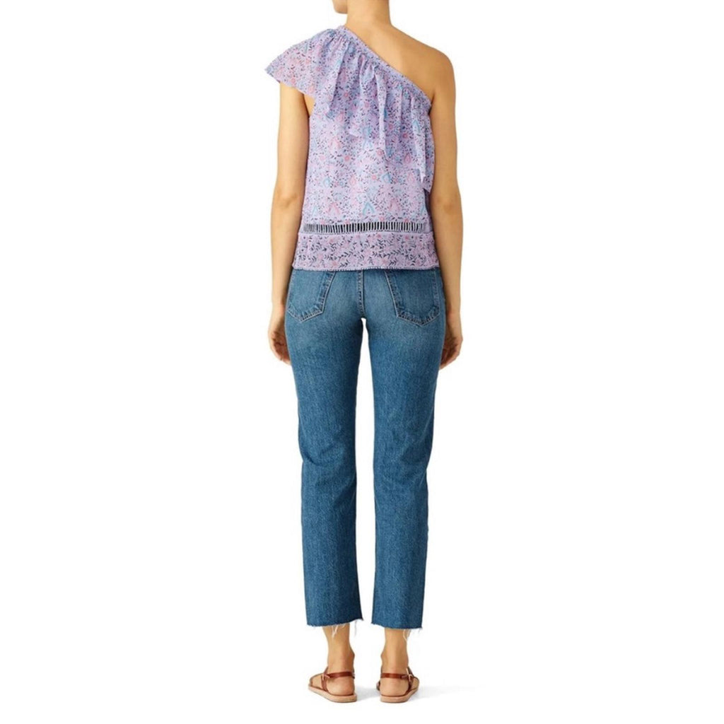 SAYLOR Janice One-Shoulder Ruffle Floral Top, Purple Size XS EXCELLENT! $219