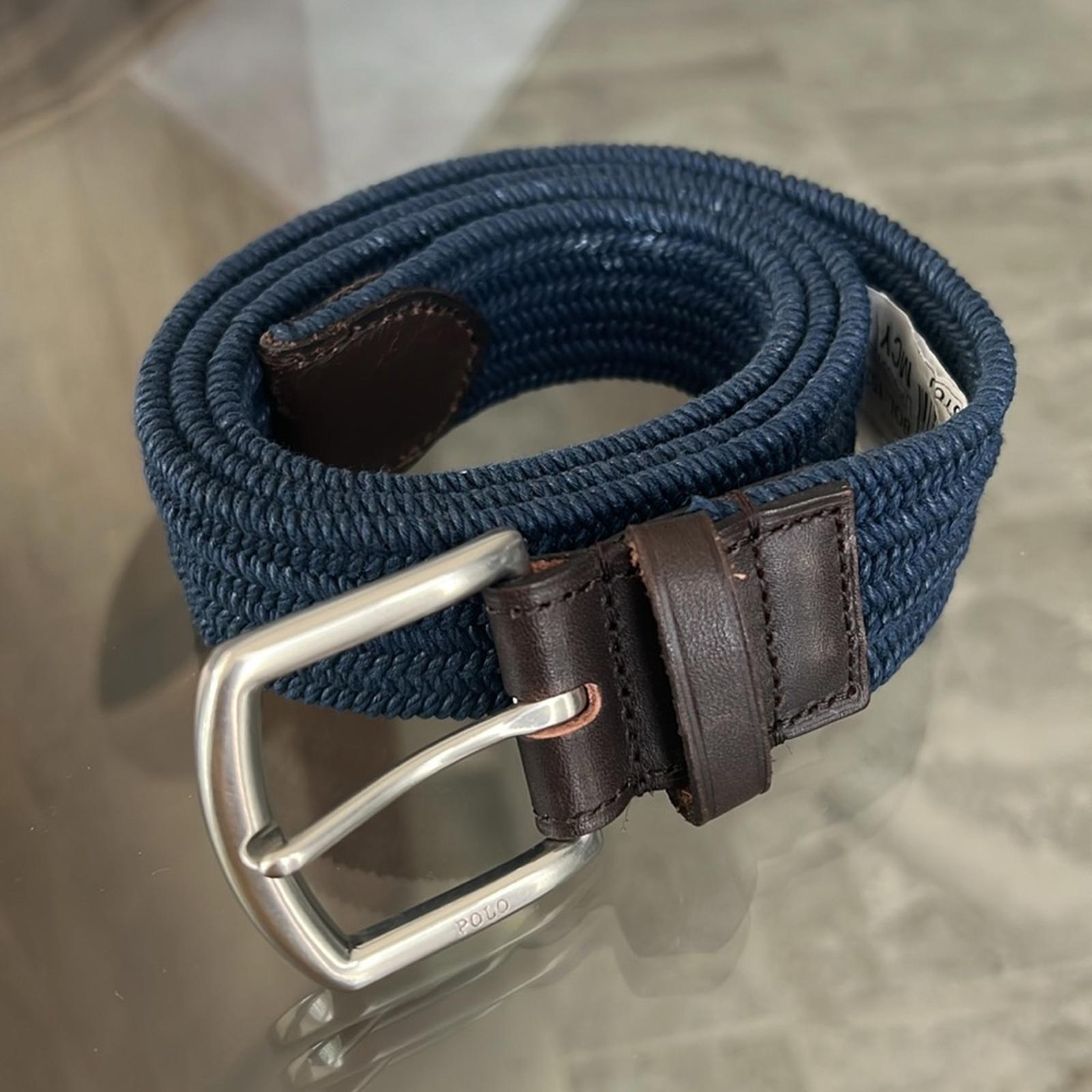 Polo Ralph Lauren 35MM Braided Stretch Buckle Belt in Navy, Size M Retail $89.50