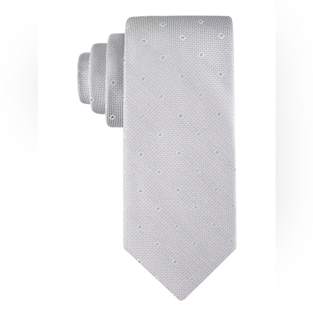 Calvin Klein Silk-Blend Textured Micro-Dot Neat Tie in Gray, One Size, NWT