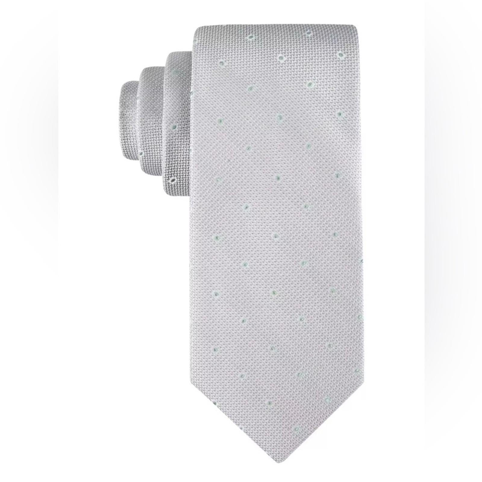 Calvin Klein Silk-Blend Textured Micro-Dot Neat Tie in Gray, One Size, NWT