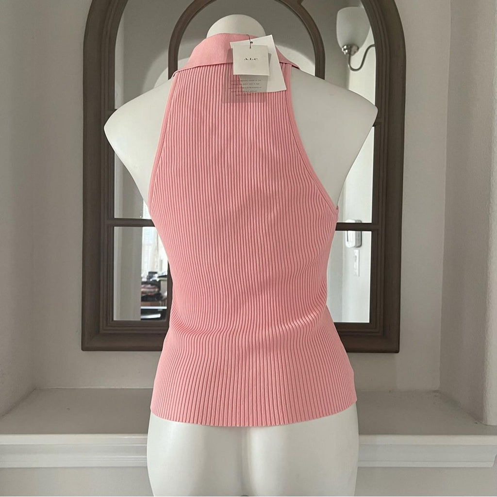 A.L.C. Asher Ribbed Top in Pink Sand, Size L New w/Tag Retail $295