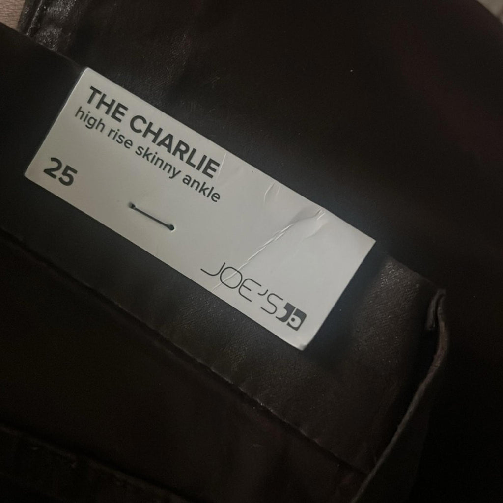 Joe’s The Charlie Coated Ankle Skinny Jeans in Cocoa Bean, NWT, Size 25