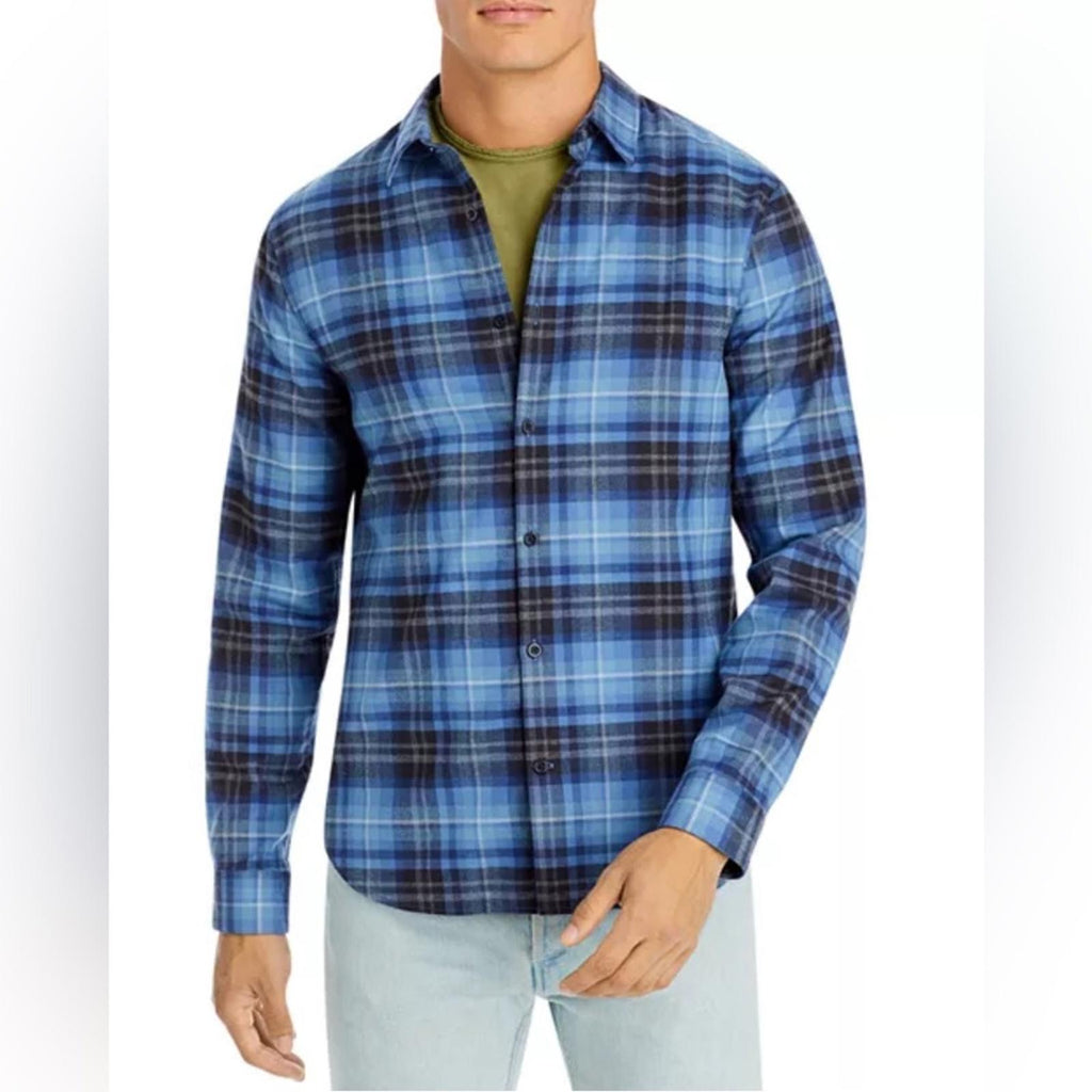Vince Blue Plaid Casual Button Down Shirt, Size S NEW w/Tag