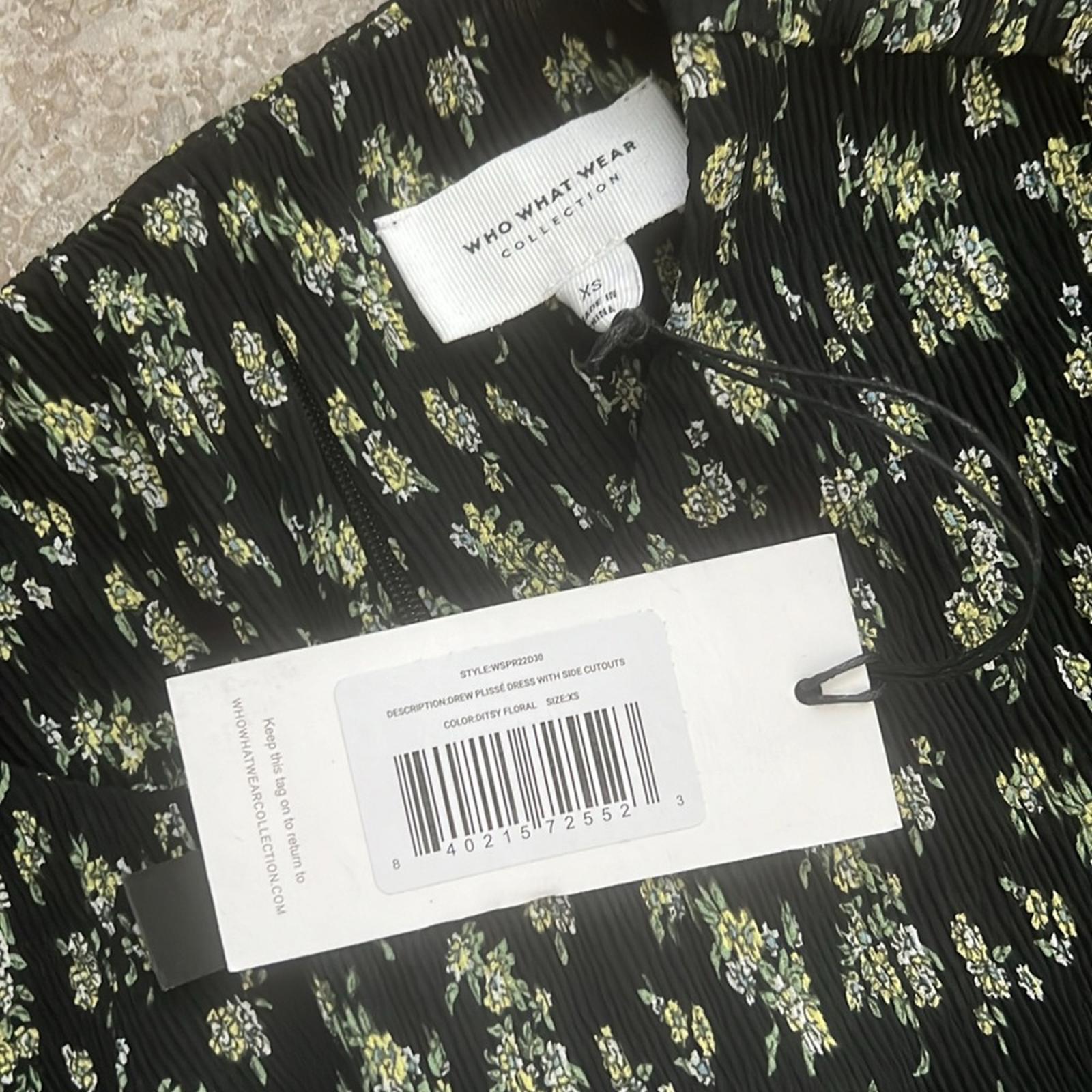 WhoWhatWear Drew Plissé Cutout Twist Midi Dress, Disty Floral Size XS NWT $178