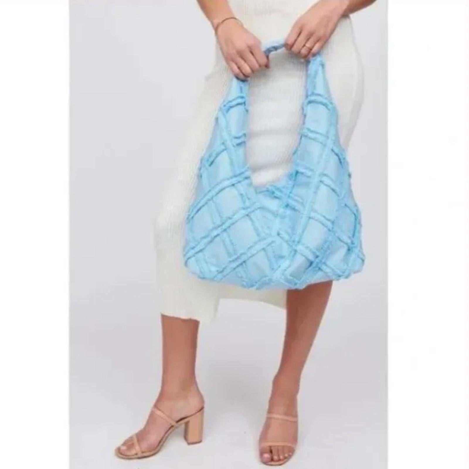 NWT Urban Expressions Barbuda cotton canvas hobo shoulder bag in Sky Blue $100