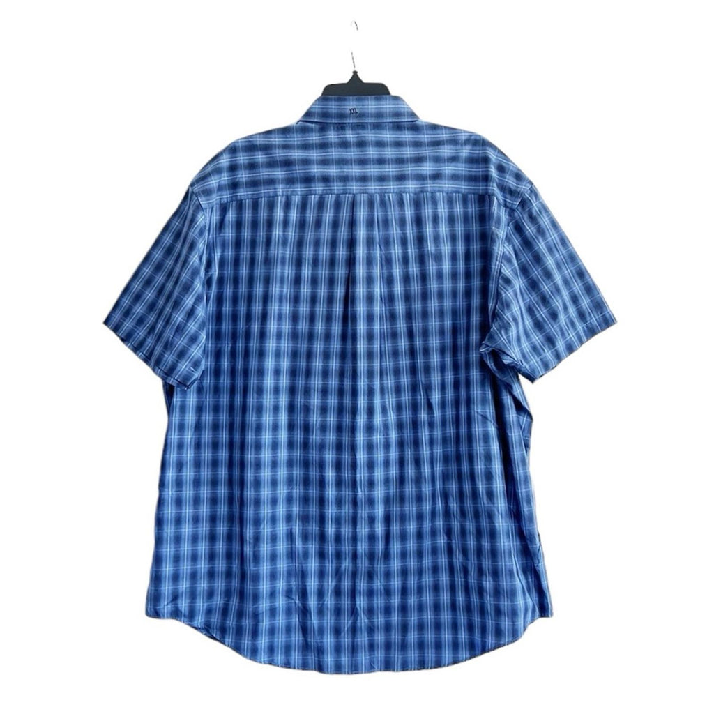 NEW Van Heusen No Iron Button Down Short Sleeve Shirt, Blue/Navy XXL New w/o Tag