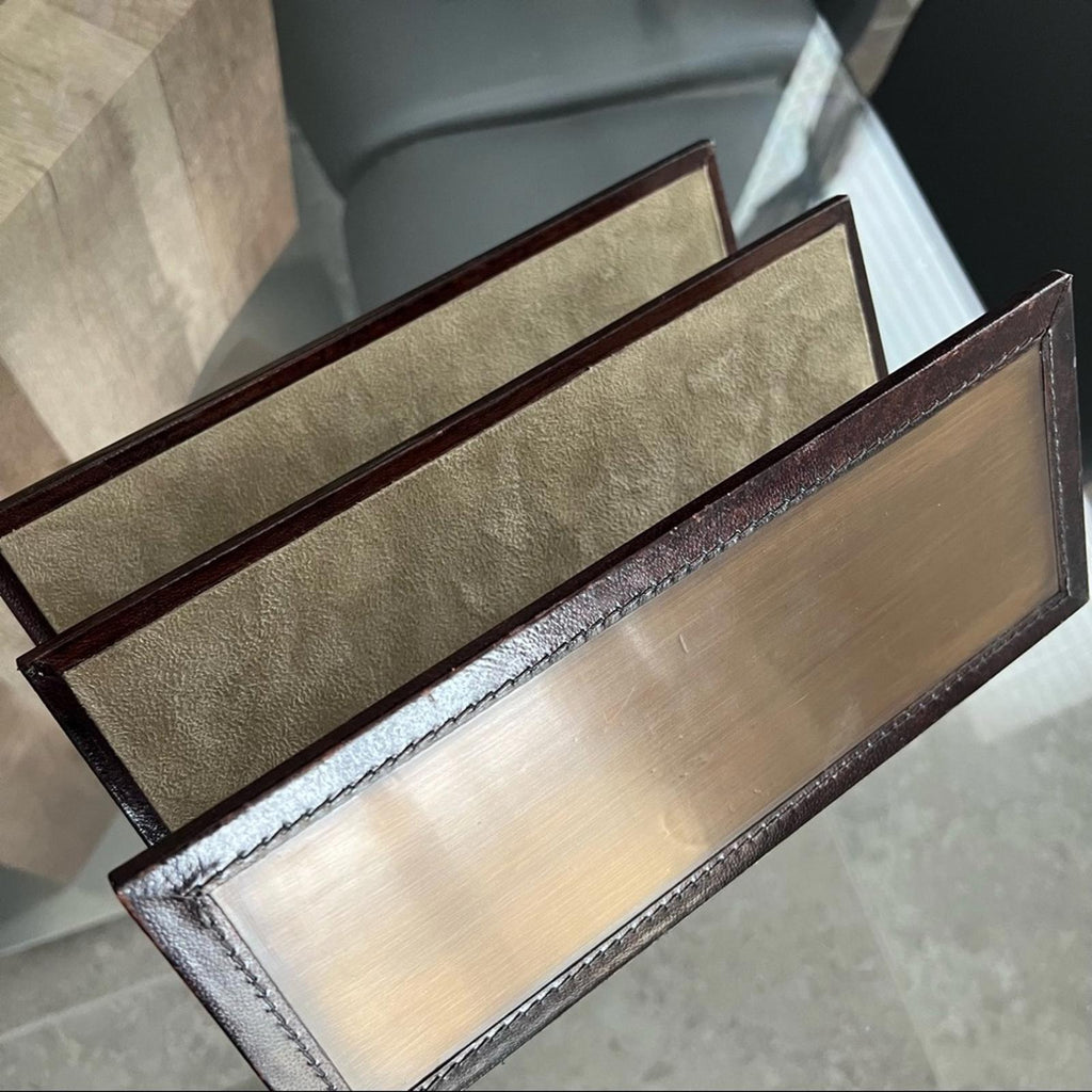 HMOF Leather Postmasters Letter Desk Organizer, Brown