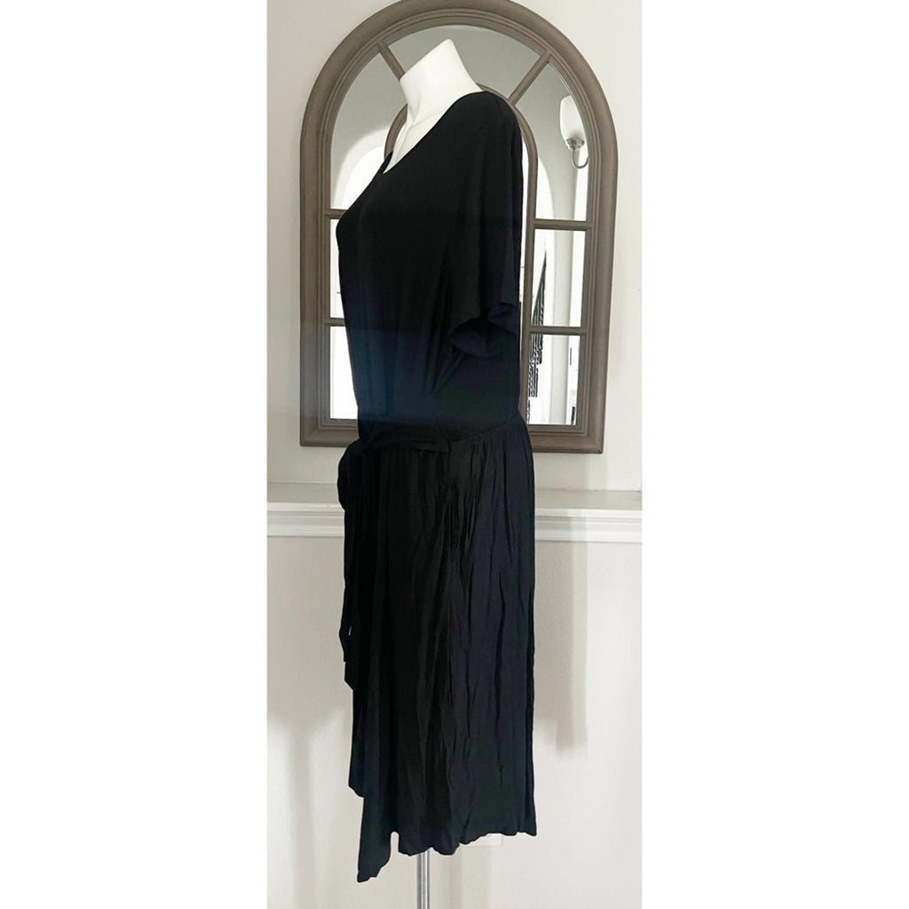 Lane Bryant Asymmetric Belted Midi Dress in Black, NWT, Size 14/16