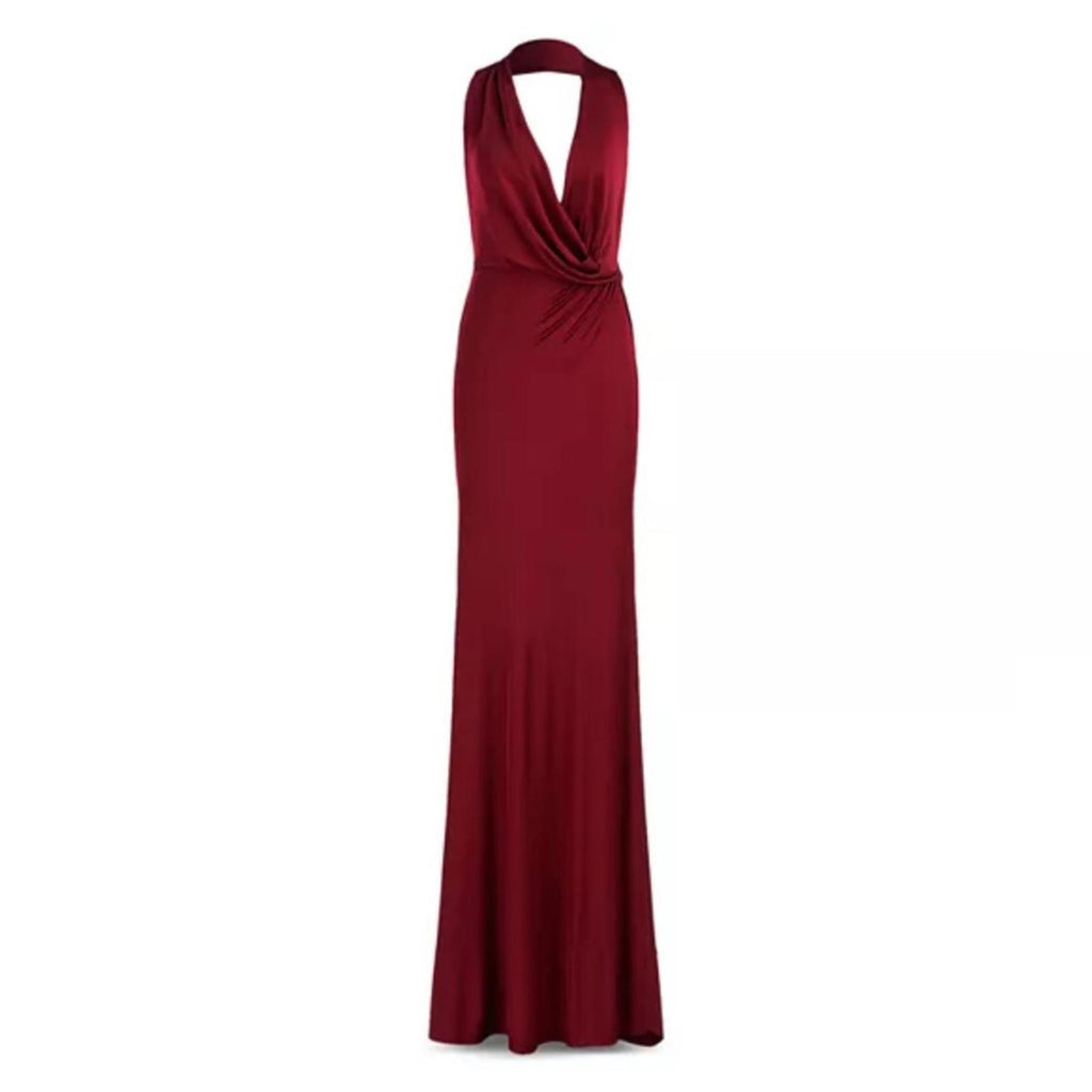 Et Ochs Valentina Open Back Gown Halter Evening Dress, Crimson, Size 8 NWT $1695