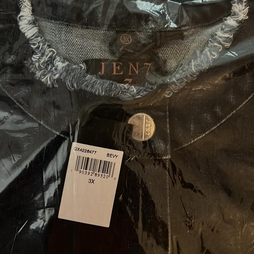 JEN7 by 7 For All Mankind Collarless Denim Jacket with Frayed Detail Size 3X NWT