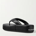 Balenciaga Padded Rise Platform Leather Thong Sandals in Black, Size 41 $695