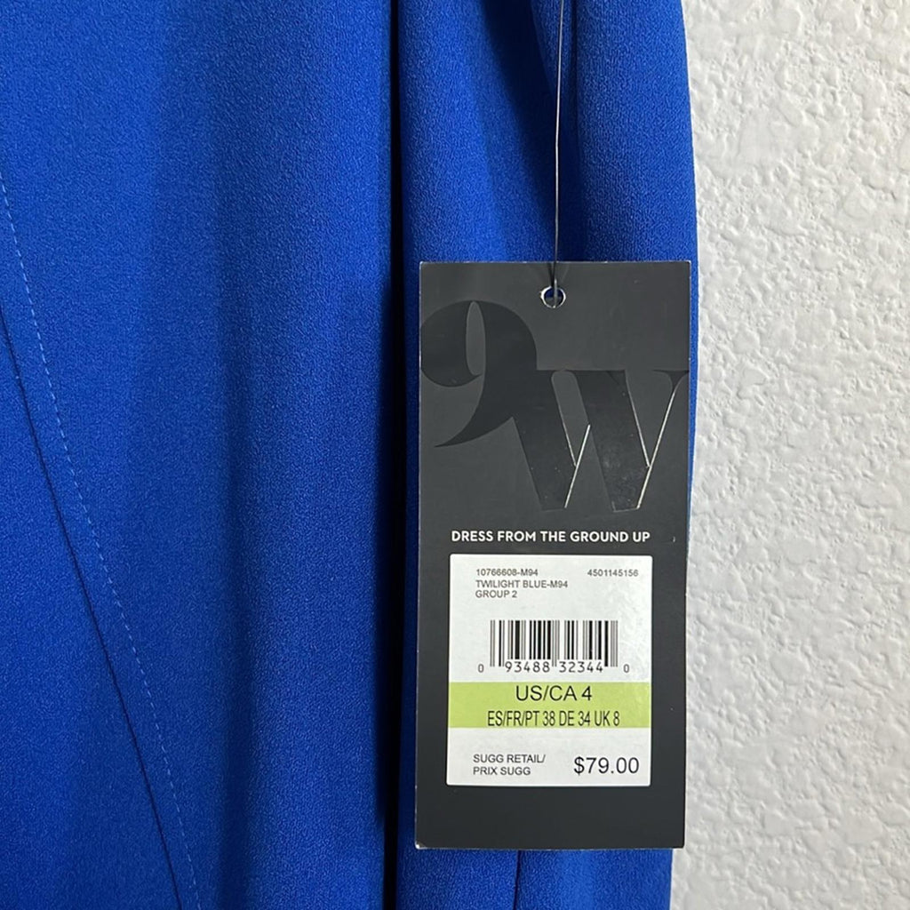 Nine West Cool Crepe Cut Out Neck Trapeze Dress in Blue, NWT, Size 4