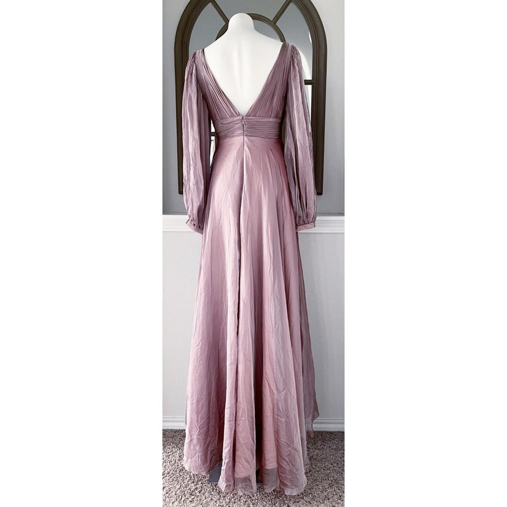 Mac Duggal Split Sleeve Gown in Mocha (Style #67414),  Size 6 New w/Tag
