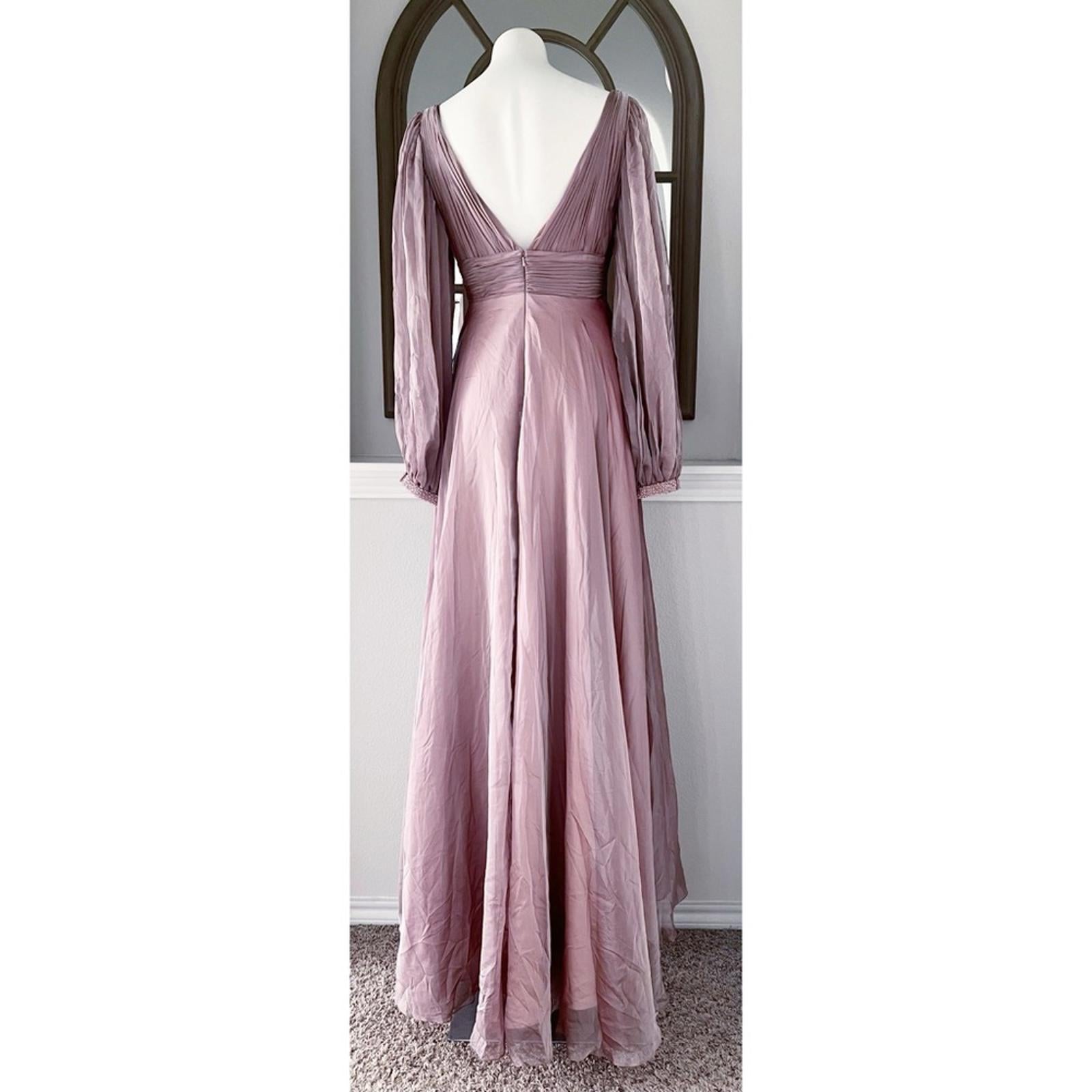 Mac Duggal Split Sleeve Gown in Mocha (Style #67414),  Size 6 New w/Tag