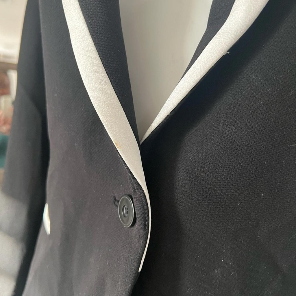 Alice + Olivia Breann Long Fitted Blazer with Piping, Black Size 4, New w/Tag