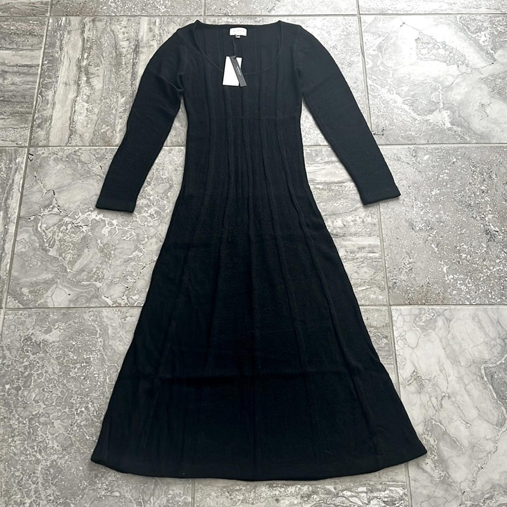 WhoWhatWear Evelyne Seamed Midi Dress, Coal/Black Size XS New w/Tag Retail $155