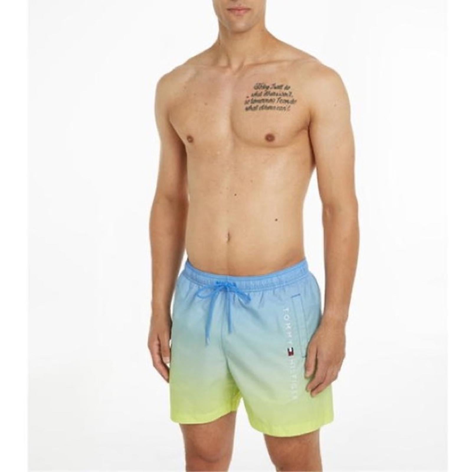 Tommy Hilfiger Ombre Classic Swim Shorts in Blue/Green/Yellow, Quick-Dry NWT XXL