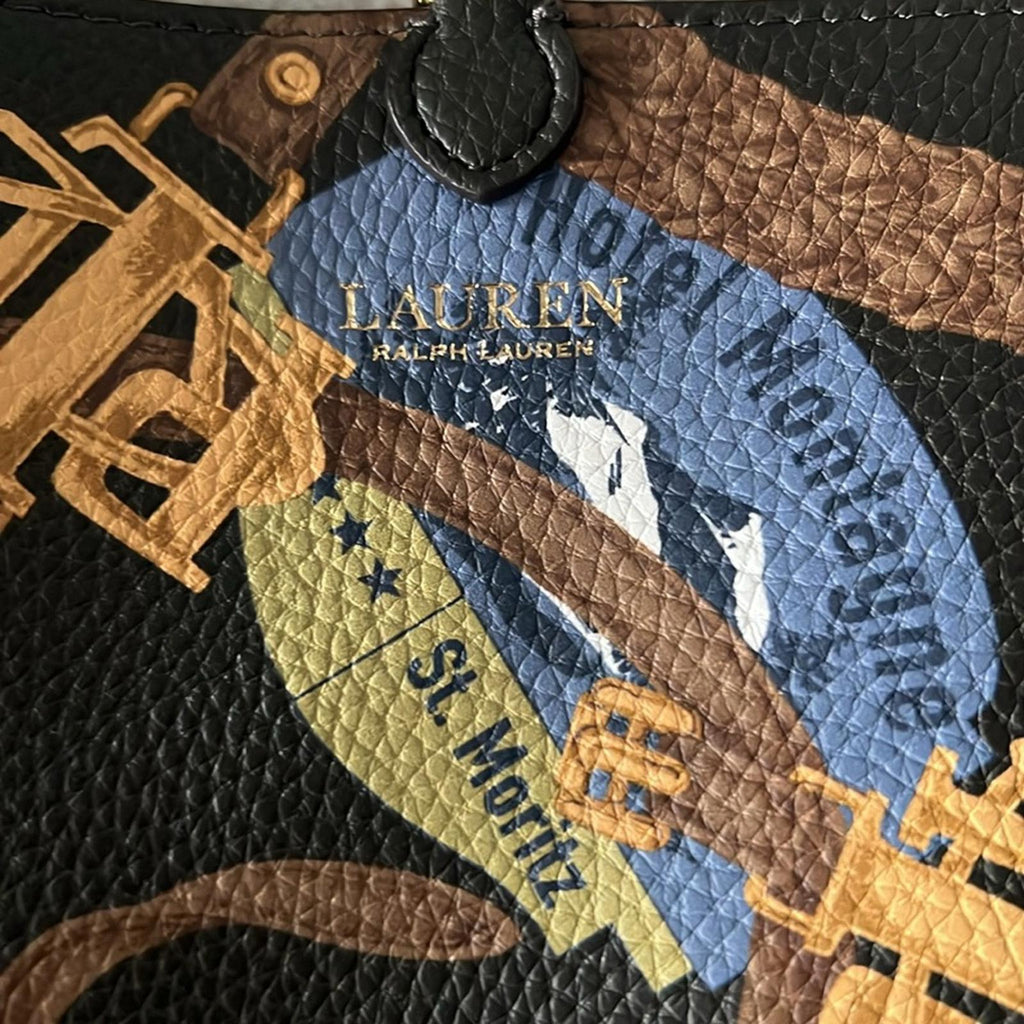 Lauren Ralph Lauren Large Reversible Tote Bag in Dark Olive/Belting Print, NWT
