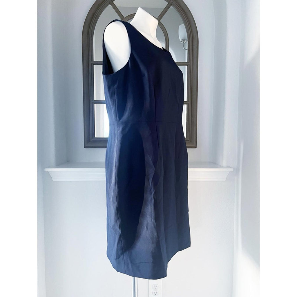 Le Suit Navy Sheath Dress, Petite Size 16 New w/Tag ~$200