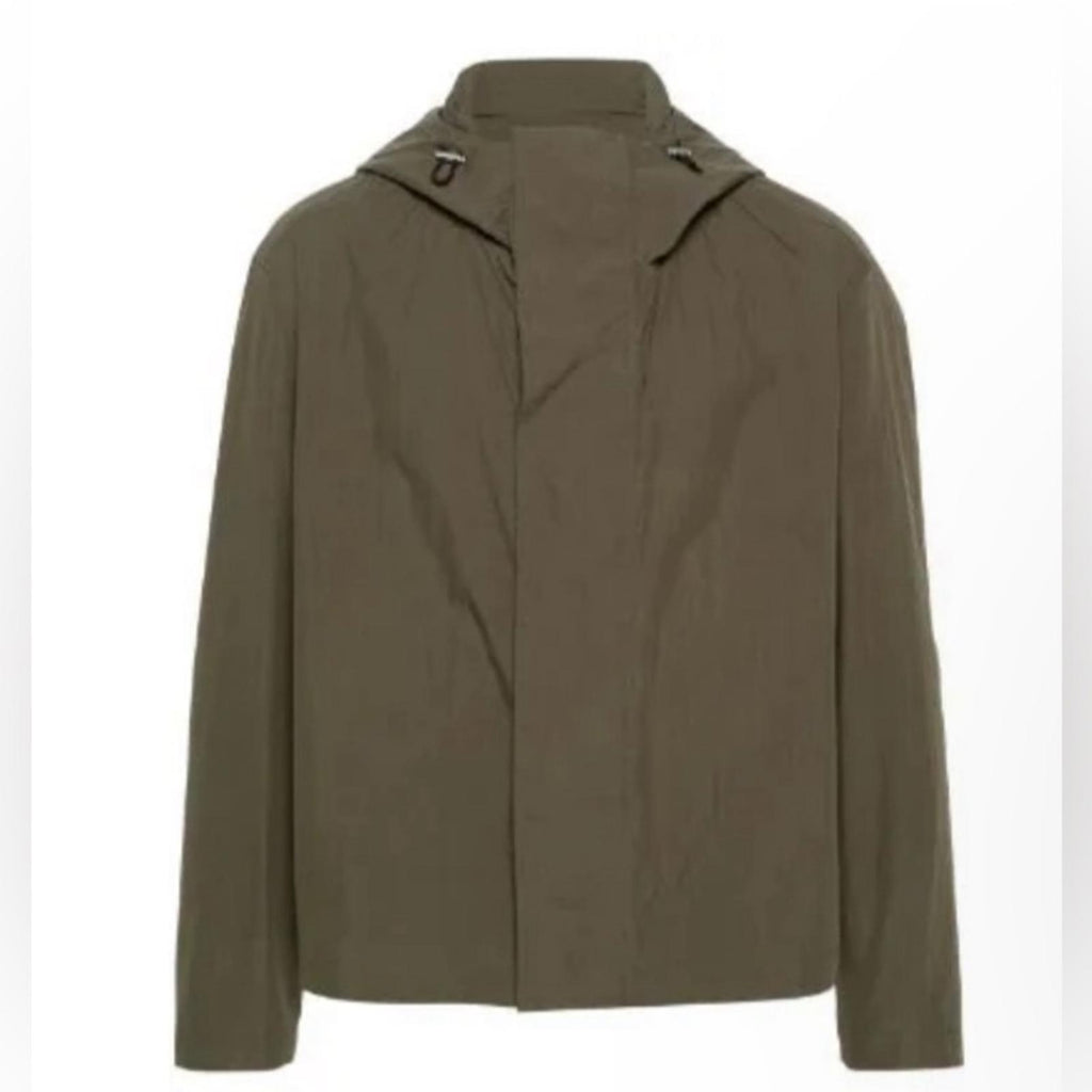 Jil Sander Green Long-Sleeve Hooded Jacket w/Organic Cotton, Size L NWT $2,380