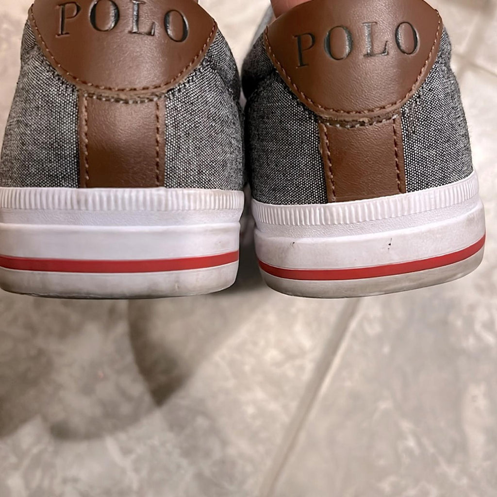 Polo Ralph Lauren Men’s Casual Lace-Up Sneakers Grey w/White Lace Size 8.5