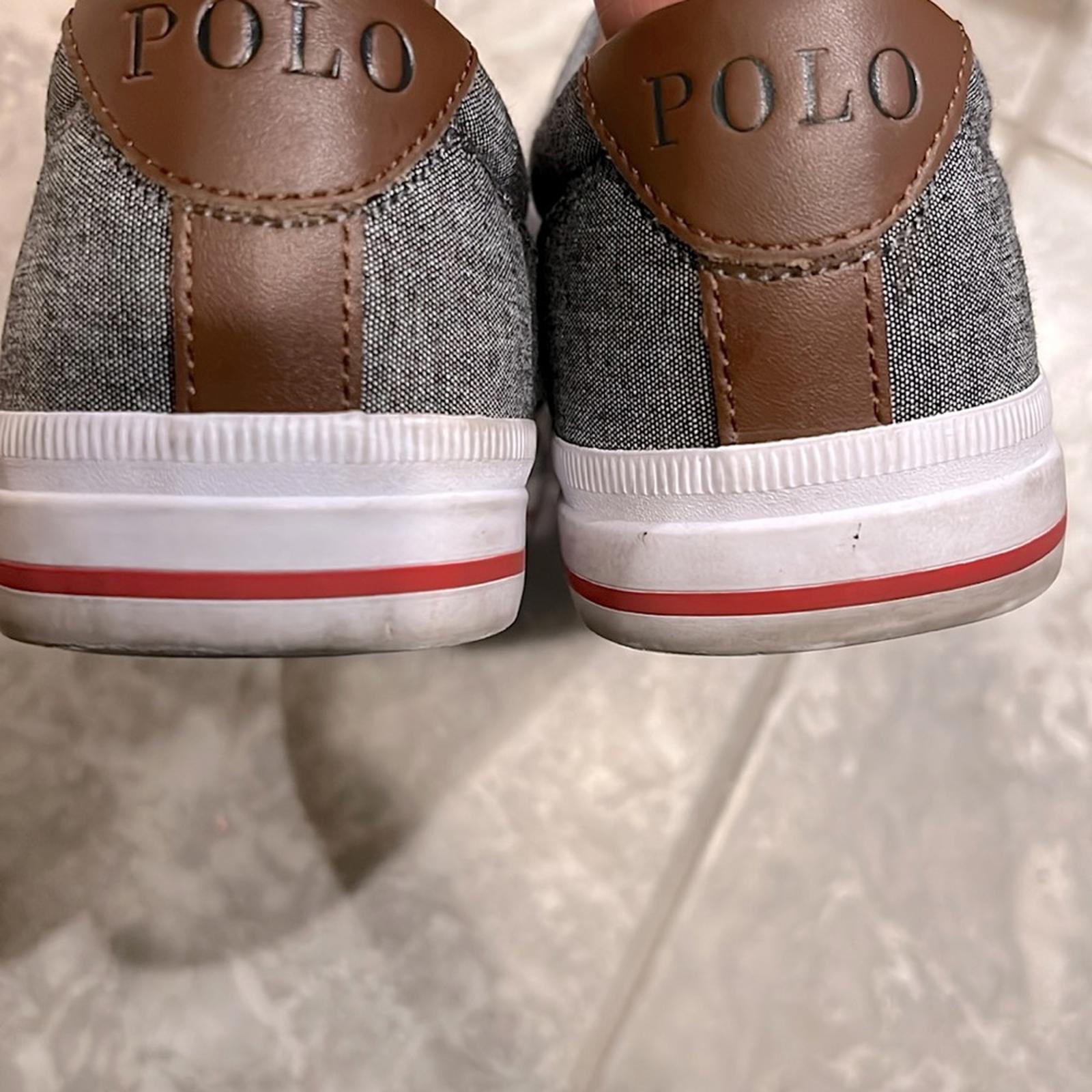 Polo Ralph Lauren Men’s Casual Lace-Up Sneakers Grey w/White Lace Size 8.5